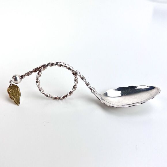 Vintage Ottar Hval Norwegian .830 Fine Silver Twist Handle Tea Caddy Spoon - Picture 1 of 11